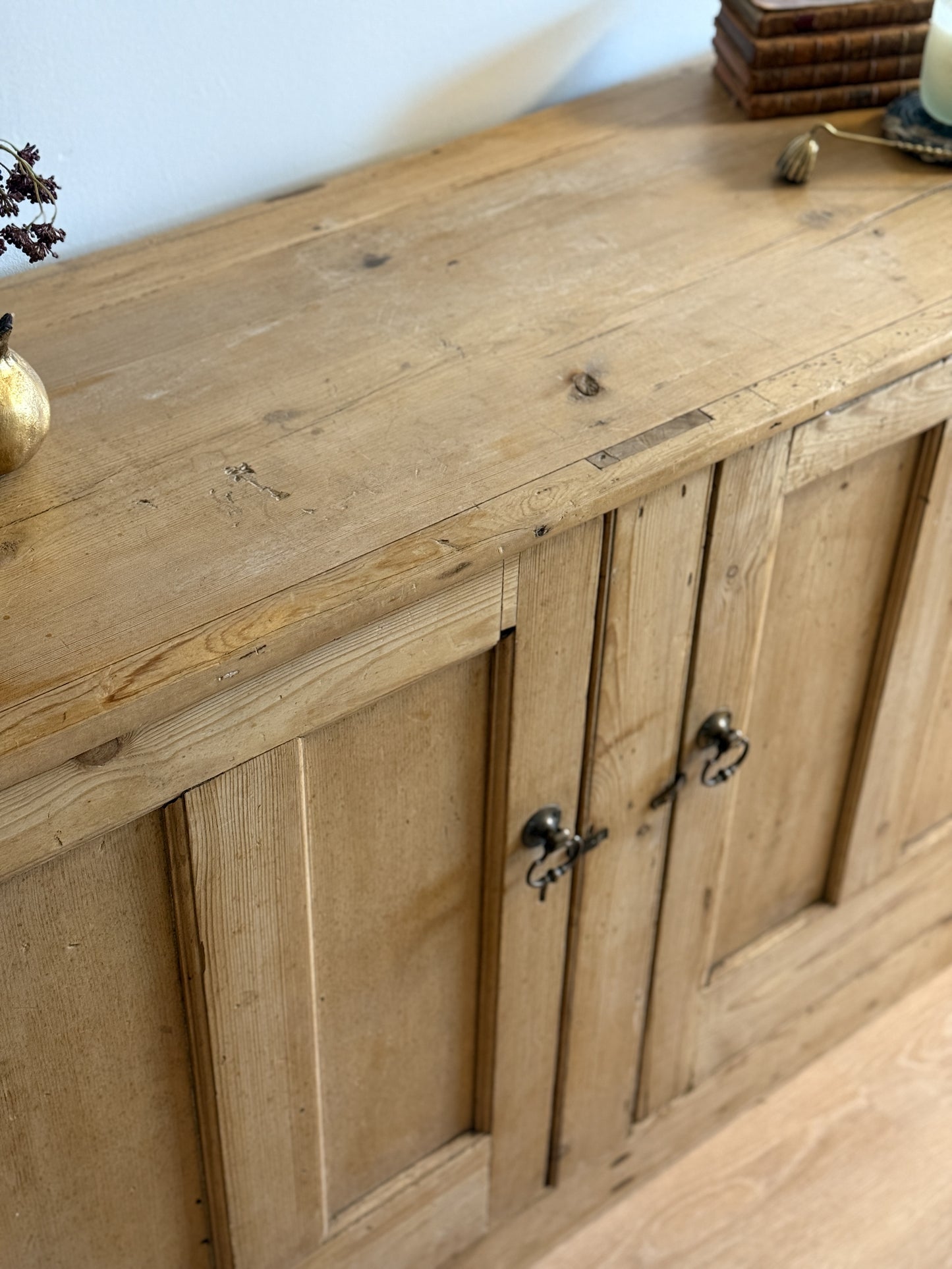 Antique English Pine Sideboard/Cupboard with Interior Storage