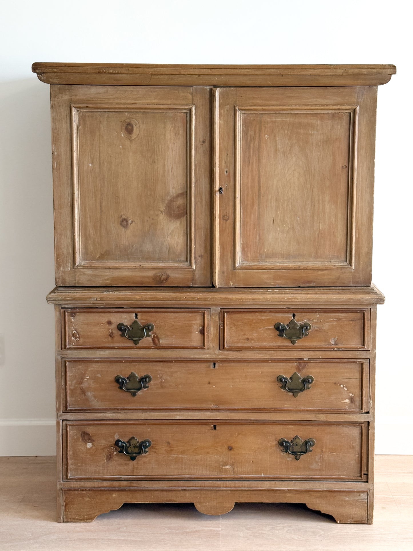 Petite Antique English Pine Linen Press