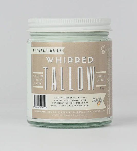 Vanilla Whipped Tallow, All Natural Grass Fed Beef Tallow Moisturizer