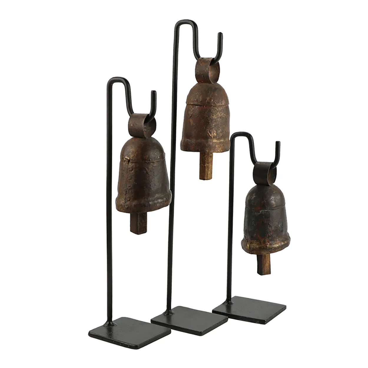 Set of 3 Vintage Bells on Stands