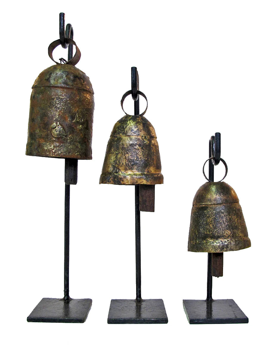 Set of 3 Vintage Bells on Stands