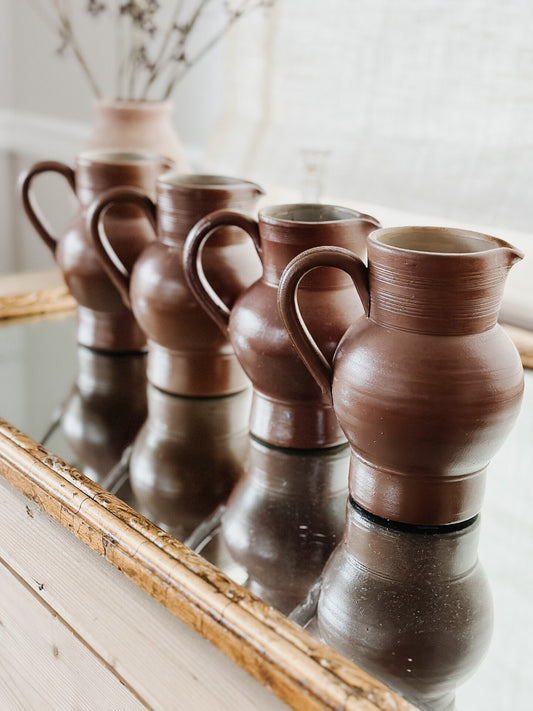 Vintage French Salt Glazed Ceramic Pitcher