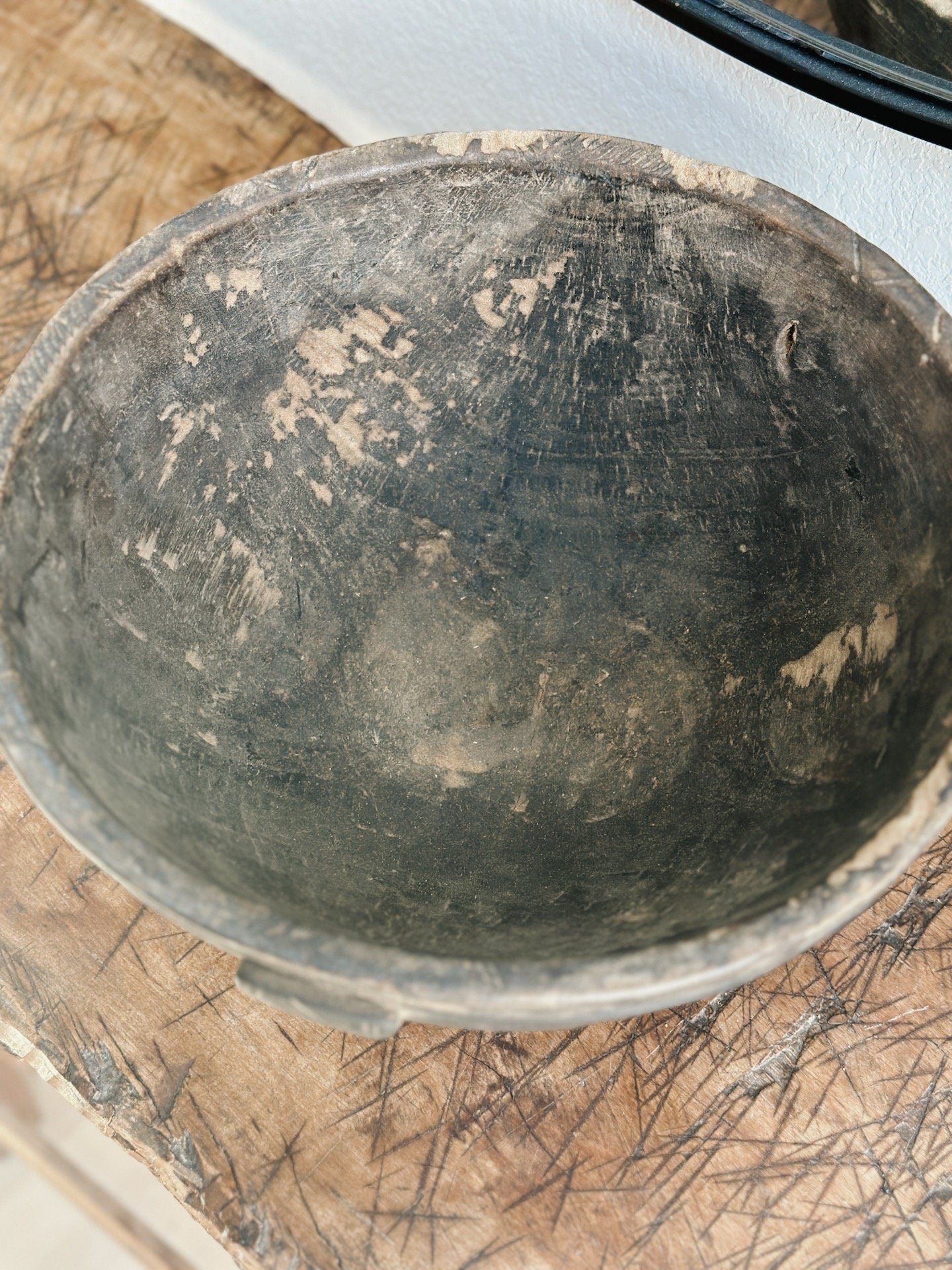 Large Antique African Wood Etu Milk Bowl
