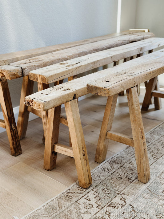 Vintage Skinny Elm Bench